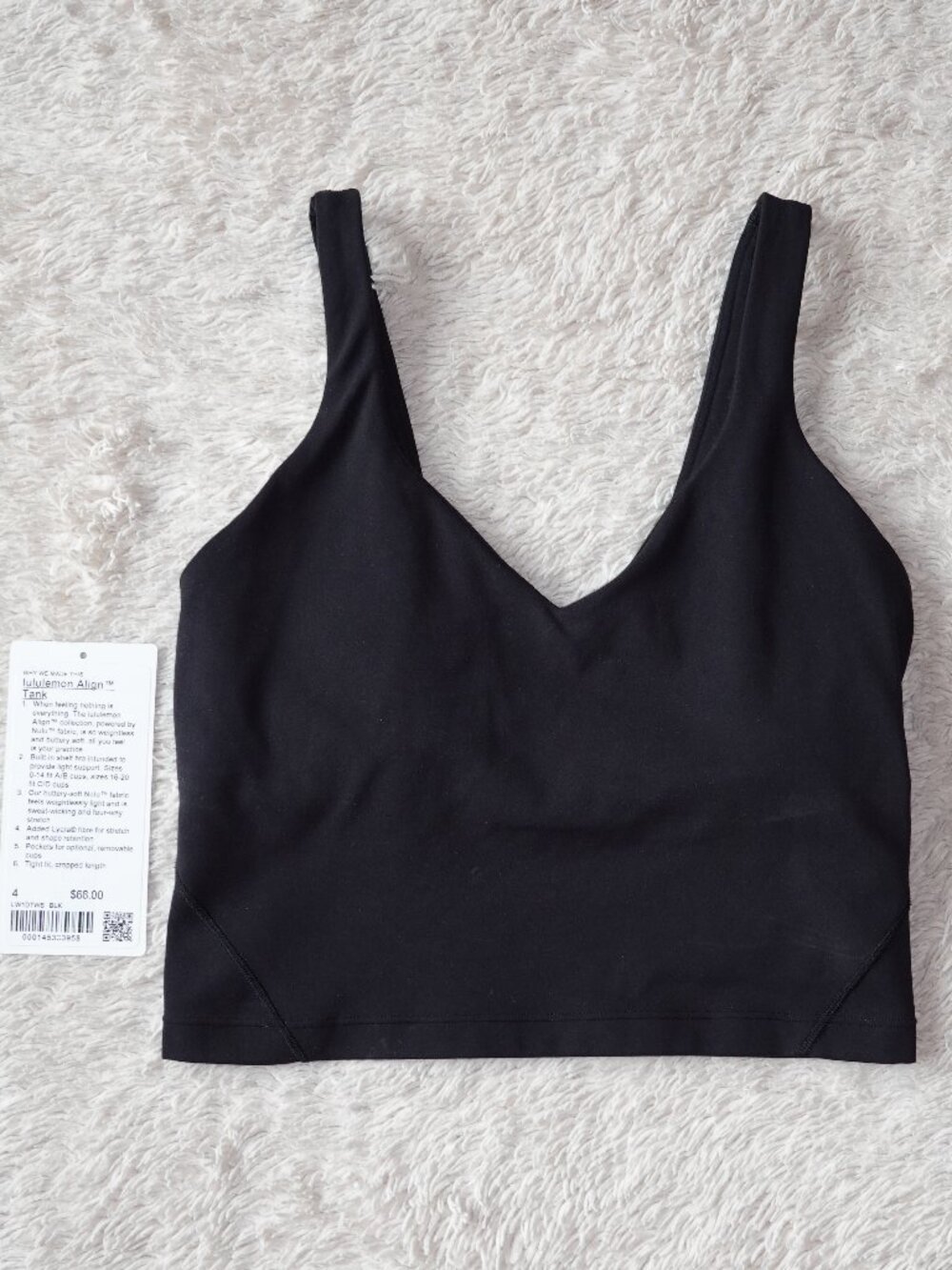 Women's Size 4 Lululemon Black Align Tank Top Light Support, A/B Cup, Like New